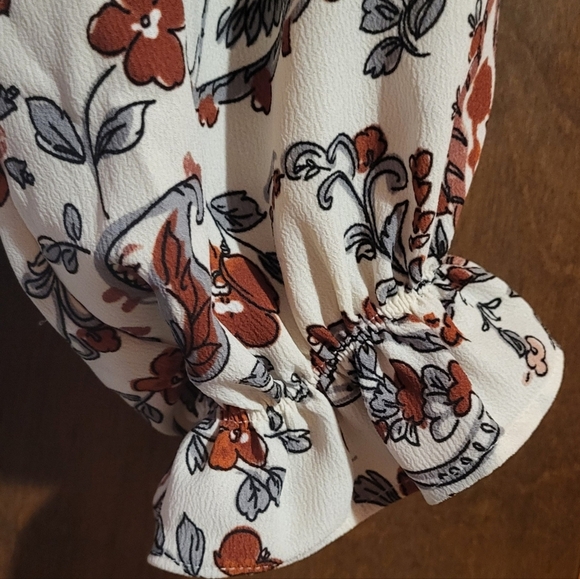 Banana Republic V-Neck Tie Ruffled Long Sleeve Paisley Peasant Midi Dress 8 - Picture 7 of 10